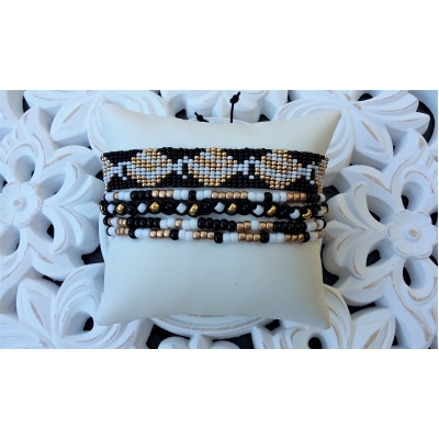 Zwart/ wit goud Miyuki armbanden set Zwart/ wit goud Miyuki armbanden set